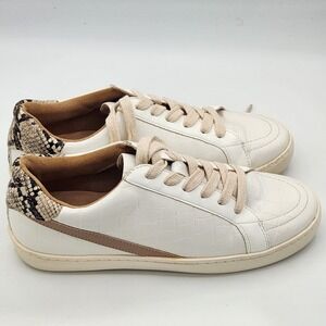White Raven White Faux Croc Snake Trim‎ Sneakers Womens Size 7 Leather